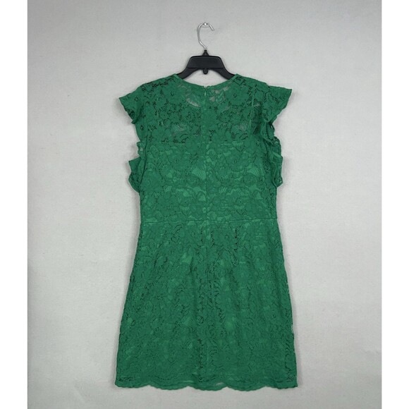 Ralph Lauren Dress Womens 14 Green Lace Flutter Sleeve Party Floral Romantic LRL - Picture 7 of 14